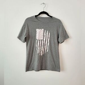 American Flag T-Shirt Gray Americana Grunge USA Patriot Casual Country Medium